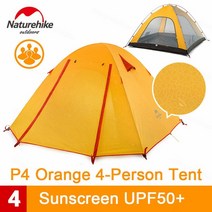Naturehike p 시리즈 캠핑 텐트 2-4인용 초경량 하이킹 가족 텐트 35, p4-오렌지, 협력사