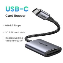 메모리 카드 리더기 어댑터 ugreen usb-c 리더 usb3.0 sd micro sd tf 리더 노트북 pc macbook samsung 스마트 리더, USB-C 카드 리더