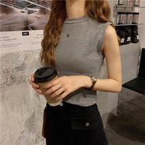 브이와이 여자 화이트 딱붙는 슬렌더핏 나시티