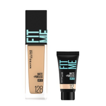 메이블린 핏미 파운데이션 레노 30ml + 미니파운데이션 5ml 세트, 128 웜 누드(파운데이션), 112 내추럴 아이보리(미니파운데이션), 1세트