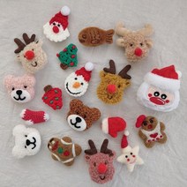 아이라잇댕 강아지 크리스마스뱃지 산타 루돌프 곰 장갑 트리 붕어빵 별 모양 브로치 와펜, 핑크곰