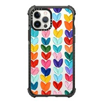 CASETiFY 아이폰 12/아이폰 12 프로용 울트라 임팩트 케이스 - 폴카 다우브 하트 클리어 블랙