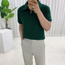 남성 반집업 머슬핏 카라 반팔 티셔츠