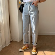데님팬츠 여성 청바지 보이핏 배기핏바지 중청 캐주얼