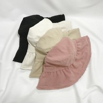 디작소 여성 데일리 빈티지 셔링 버킷 햇 벙거지 모자