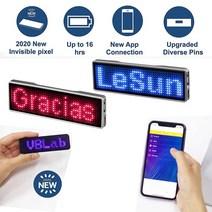 led전광판 LED 전광판 조명 네온 줄조명 라인조명 완전히 새로운 블루투스 led 이름 배지 diy 프로그래밍 가능한 스크롤 메시지 보드 미니 led 디스플레이 hd 텍스트, 블루투스와 핑크