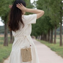 슬로우모먼츠 빈티지 롤린 크로스백 - 라탄실로 만드는 핸드폰 가방 미니가방 여름가방, 화이트