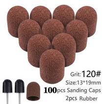 무선샌딩기 샌딩몰 쇼트기 무선 광택기 광택 무선 원형 사각 샌더 샌딩기 50pcs 네일 샌딩 캡 2rubber 젤 폴란드어 리무버 네일 드릴 비트 밀 그라인딩 샌드 캡 매니큐어, 13x19 120 100개