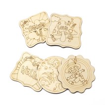 나무컵받침 밑그림 5종세트 나무받침 반제품 10.5cm