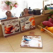 도자기냄비받침 뚝배기받침대 사각 손잡이 냄비받침대 커피 벽장식, 커피쿠키