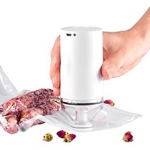 일본직발송 4. NEMISO 전동 미니 진공 펌프 원터치 자동 탈기 5개 재사용 가능한 BPA 프리 식품 진공 씰, One Size, 화이트