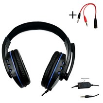 귀 안아픈 3.5mm 유선 게임용 헤드폰 게임 헤드셋 소음 차단 이어폰 마이크 볼륨 컨트롤 PS4 플레이 스테, 01 Blue add A