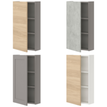 이케아 욕실 벽수납장 ENHET 엔헤트 벽수납장 + 선반2/도어 그레이/참나무무늬 40x17x75 cm