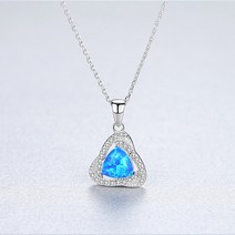 여성용 S925 실버 목걸이 지르콘 오팔 하트 펜던트 목걸이 저자극성