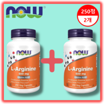 Now Foods 나우푸드 엘 아르기닌 500mg 250 캡슐 2병 아미노산, 250정