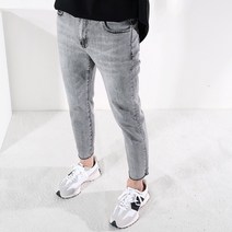 5컬러 남성용 9부 테이퍼드핏 히든 밴딩 스판 남자 컷팅진 청바지