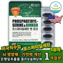 고함량 뇌영양제 포스파티딜세린 고함량 300mg 은행잎추출물 기억력 징코 플러스 인지질 혈소판응집감소 혈액점성감소 혈관확장 혈행 개선 미국 직수입 두뇌 뇌에 좋은 머리 영양제