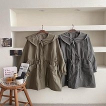 바보사랑 여자 빅카라 허리스트링 야상 힙커버 점퍼.옷자락(무료배송)