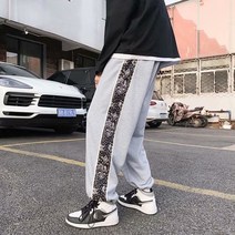 밴딩 작업바지 남자조거팬츠 반다나 페이즐리 프린트 스포츠 운동복 바지 남성용 패치워크 조깅 스포츠웨어