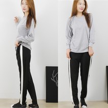 여성 허리 밴딩 팬츠 헬스복 스포츠 옆 라인 한줄 기본핏 트레이닝 바지
