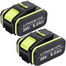 우스틴스 20V 6000MAH 리튬 WORX WA3551 WA3553 WX390 WX176 WX178 WX386 WX678 웍스 호환 배터리 2PCS, 4AH