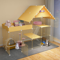 고양이 케이지 럭셔리 빌라 애완동물 하우스 케이지 3단 실내, 복층 빌라 수납 화이트 75x75x146
