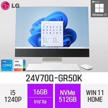 LG전자 24V70Q-GR50K 24인치 인텔 12세대 i5 Iris Xe Win11 Home 사무용 인강용 재택근무용 일체형 PC, 16GB, 512GB