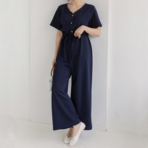 에끌로아 로렌 버튼 반팔 점프수트
