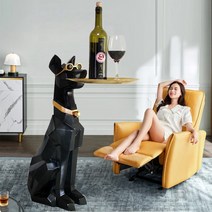 블랙 그레이하운드 대형 장식인형 개모형 인테리어, 베어 브라운메탈 플레이트 75cm