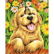 디오늘 귀여운 고양이 DIY 명화그리기 세트, 행복 강아지