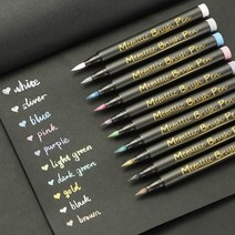 레진 아트 공예 레진몰드 에폭시레진 10 색 금속 마커 펜 액체 페인트 DIY 에폭시 수지 소프트 헤드 브러시 공예품 노트 1Pcs, [09] Black, [01] JS017-01