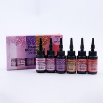 MYKOMI 24색 UV 레진 UV Resin 액세서리 DIY 6색 세트 반짝반짝 레진+몰드, 2세트 6색