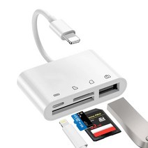 HERK SD 카드 리더기 아이폰 아이패드 4 in 1 마이크로 메모리 어댑터 듀얼 슬롯 및 USB 포함 SLR 카메라 트레일 게임 뷰어 플러그 앤 플레이