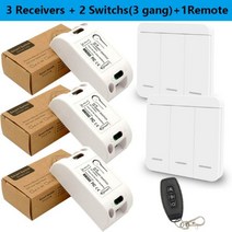 433Mhz 스마트 라이트 스위치 LED 푸시 버튼 스위치 범용 무선 원격 제어 AC90 ~ 250V 10A 램프용 1CH 릴레이 컨트롤러, 3R 2W 1B_CHINA