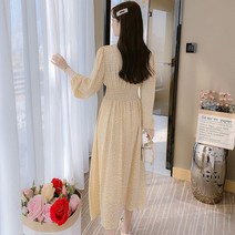 실제 사진 레이스 업 프렌치 허리 부러진 꽃 무늬 롱 스커트 2023 가을 새로운 연령 감소 아름다운 외국 쉬폰 드레스