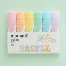 모나미 뉴그랑데 형광펜604 6색세트 / 파스텔 사각닙