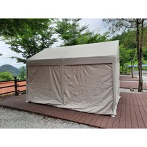 샵와이즈 캐노피천막 몽골텐트 가제보 풀세트 미니전구 동계 캠핑 야외 쉘터 창고 3x3 3x4 3x6 농막 옥상 테라스 감성 케노피 대형 그늘막 방수 바베큐 포차 조립식 차고 글램핑, 옆천C형