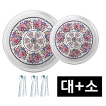 납골당 제사상 미니어처 미니어쳐 레트로 양은 쟁반 + 수저3벌 인테리어 소품 장식, 은색 쟁반 2종 과 수저 세트 3번