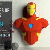 해외직구 3d 종이 모델 슈퍼 영웅 ironman papercraft 홈 장식 벽 장식 퍼즐 교육 diy 어린이 장난감 생일 선물 881, card paper