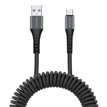 스프링 코일 USB케이블 충전 데이터전송 안드로이드오토 카플레이지원, USB A to C