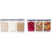 OXO 옥소 굿그립 라지 캐니스터 스쿱 포함 4.2리터 6개 & 굿그립 팝 컨테이너 3개 세트 식품 보관용기 밀폐용기