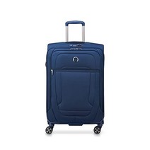 DELSEY 파리 헬륨 DLX 소프트사이드 확장 가능한 스피너 휠 모카 3종 세트202529, Checked-Medium 25 Inch, Navy Blue