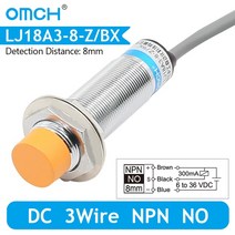 OMCH M18 유도 근접 센서 스위치 감지 PNP NPN NO/NC DC 6V-36V 범위 5mm 8mm, 03 DC 3 Wire NPN NO