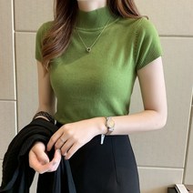 풍기인견블라우스 아사면 썰스데이아일랜드 시어서커 자켓형 아사 아일렛 허리밴딩 캐주얼 한국어 니트 탑 blusas mujer de moda 봄 여름 새로운 솔리드 슬림 터틀넥