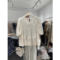 한만슈한계 작은키 기질 살구색 주름티 여하 디자인 감각 쁘띠 티셔츠 반팔