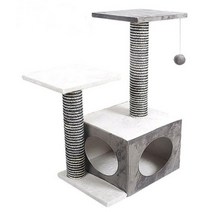 오피스텔 빌라 공간용 안정감있는 실키 캣타워 (그레이) 원목 흥미 야옹이