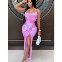 휴양지 여름 비치 원피스 휴양지룩 리조트 바캉스 해외여행룩 로맨틱 드레스 simenual tie dye drawstring side slit women maxi dresses