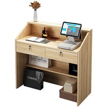 가게 계산대 포스기 책상 카운터 리셉션 안내 데스크, 나무색 60x38x92 안받침대