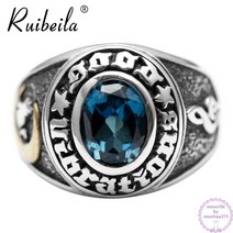 해병대 장교 ROTC 반지 임관 졸업 남자 스톤 기념반지 ROTC 피앙세 925실버 고양이 토파즈 빈티지 펑크