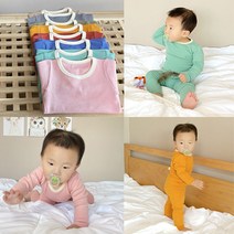 30수 마카롱 레이어드 피치기모 아기 봄 가을 겨울 배앓이방지 실내복 파자마 유아동내의